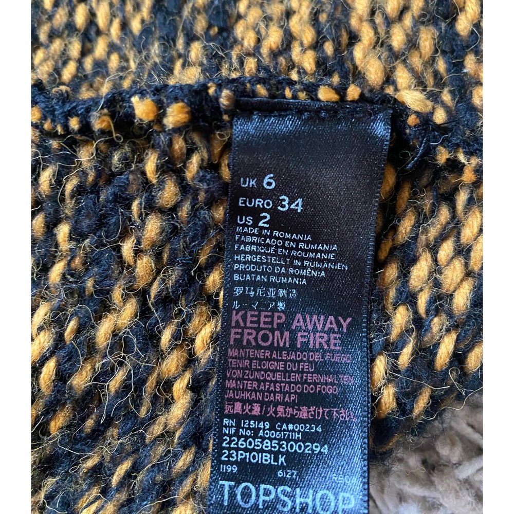 Topshop Marled Mustard and Navy Long Cardigan - Picture 6 of 6